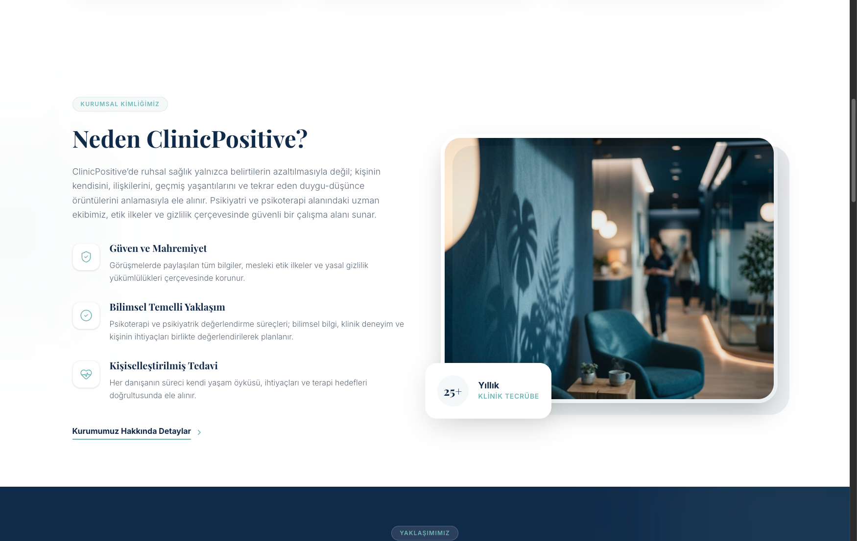 Klinik Pozitif - Kurumsal Web Sitesi sektöründe Vodesoft Yazılım Projesi