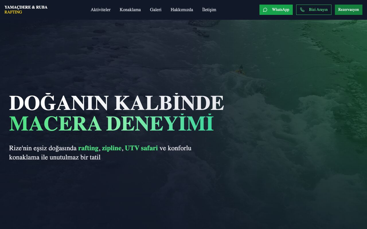 Yamaçdere & Ruba Rafting - UI & UX / Web Tasarım sektöründe Vodesoft Yazılım Projesi